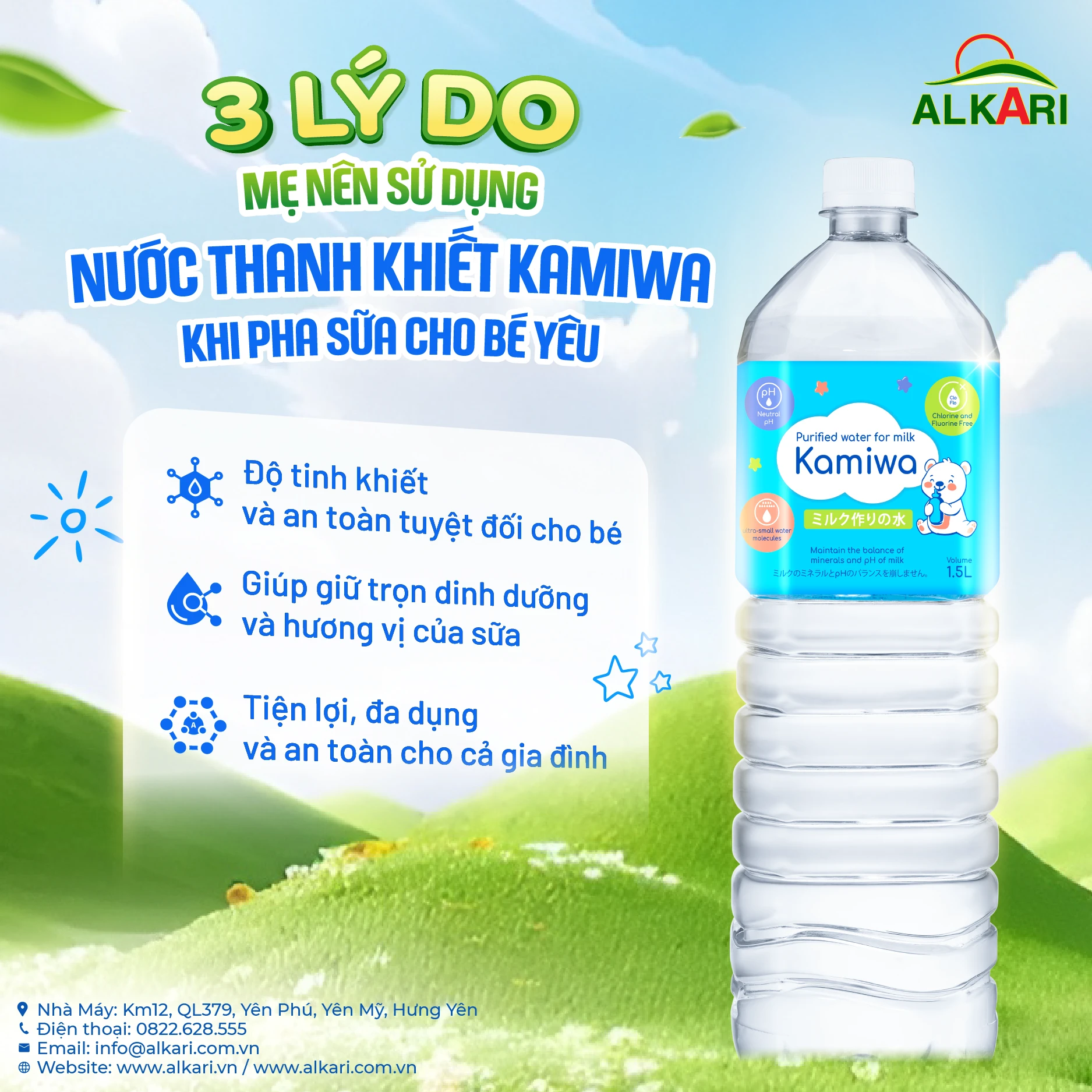 3 lý do mẹ nên sử dụng nước thanh khiết KAMIWA khi pha sữa cho bé yêu